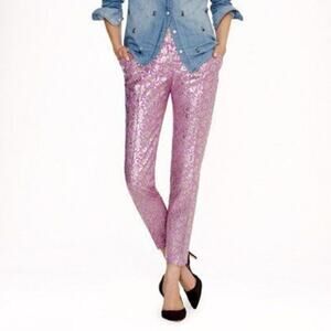 J.CREW COLLECTION Cafe capri Silk in Lavender Metallic Gilded Jacquard Size 2